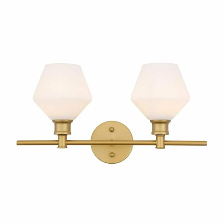 CLING Gene 2 Light Brass & Frosted White Glass Wall Sconce CL2957950